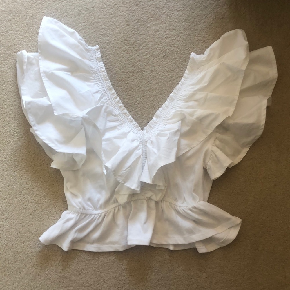 NWT Zara Contrasting Ruffled Top
